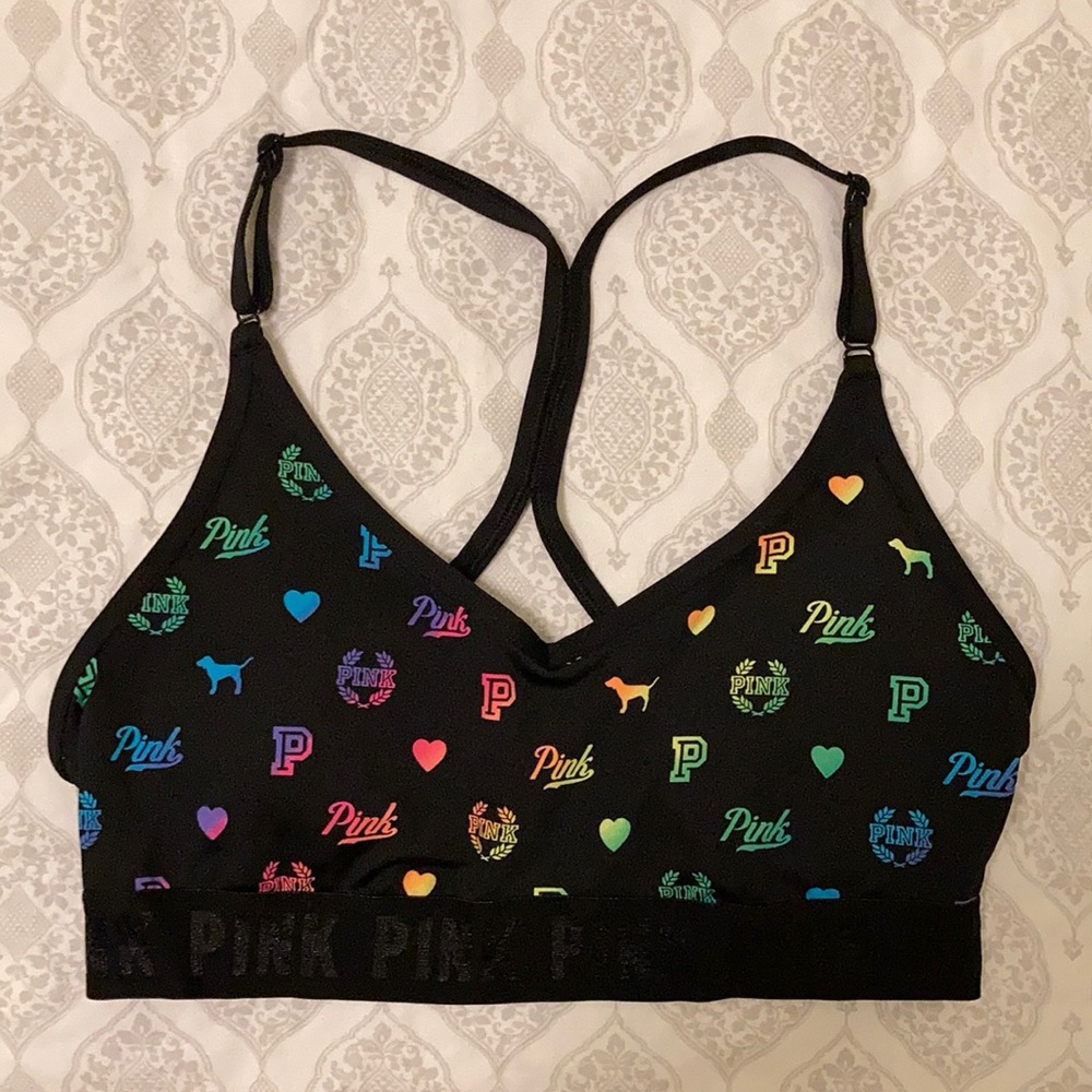 PINK Sports Bra w/ Rainbow Logo